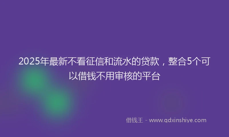 2025年最新不看征信和流水的贷款，整合5个可以借钱不用审核的平台