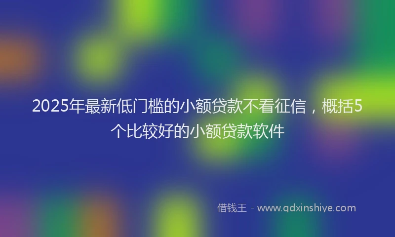 2025年最新低门槛的小额贷款不看征信，概括5个比较好的小额贷款软件
