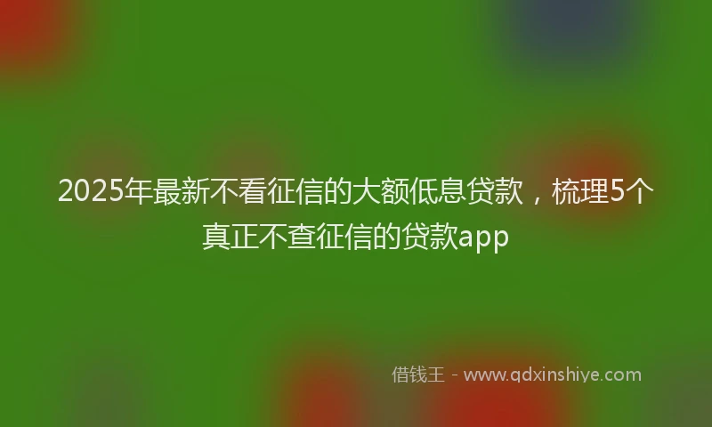 2025年最新不看征信的大额低息贷款，梳理5个真正不查征信的贷款app