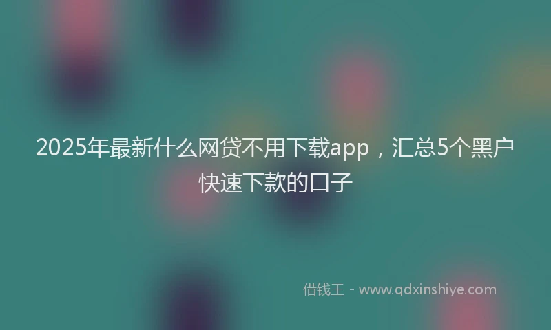 2025年最新什么网贷不用下载app，汇总5个黑户快速下款的口子