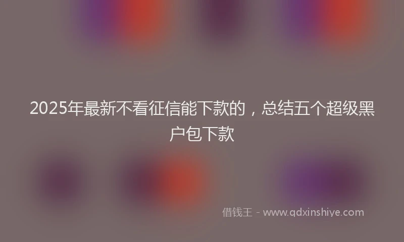 2025年最新不看征信能下款的，总结五个超级黑户包下款