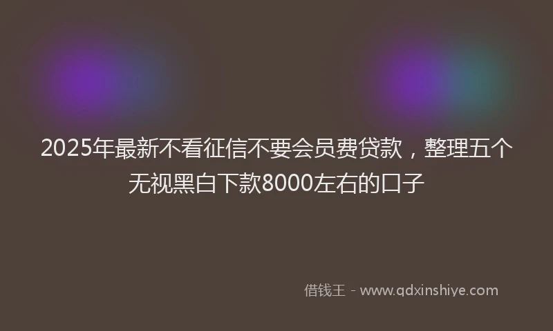 2025年最新不看征信不要会员费贷款，整理五个无视黑白下款8000左右的口子