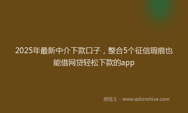 2025年最新中介下款口子，整合5个征信瑕疵也能借网贷轻松下款的app