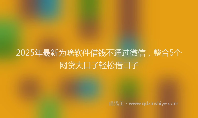 2025年最新为啥软件借钱不通过微信，整合5个网贷大口子轻松借口子