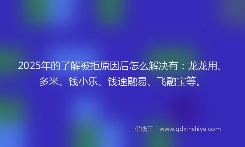 2025年的了解被拒原因后怎么解决有：龙龙用、多米、钱小乐、钱速融易、飞融宝等。