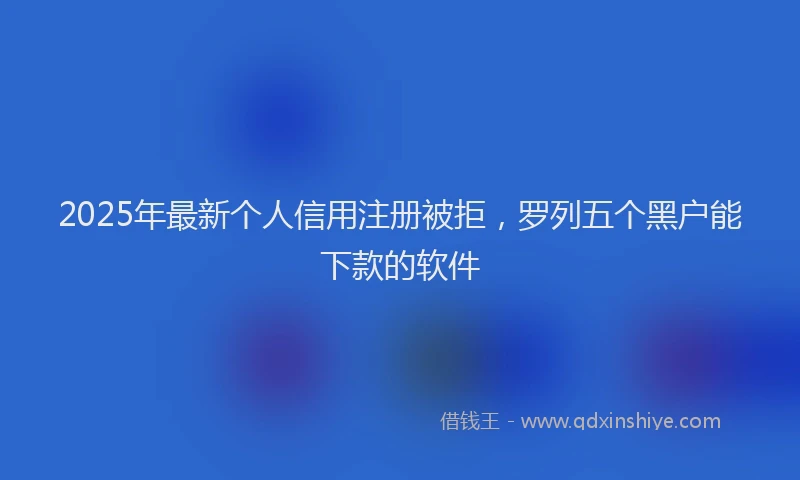 2025年最新个人信用注册被拒，罗列五个黑户能下款的软件