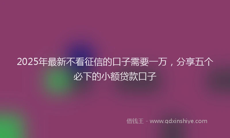 2025年最新不看征信的口子需要一万，分享五个必下的小额贷款口子