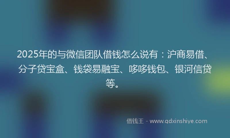 2025年的与微信团队借钱怎么说有：沪商易借、分子贷宝盒、钱袋易融宝、哆哆钱包、银河信贷等。