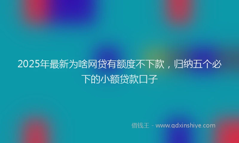 2025年最新为啥网贷有额度不下款，归纳五个必下的小额贷款口子