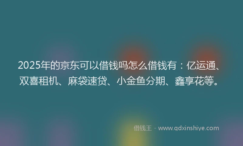 2025年的京东可以借钱吗怎么借钱有：亿运通、双喜租机、麻袋速贷、小金鱼分期、鑫享花等。