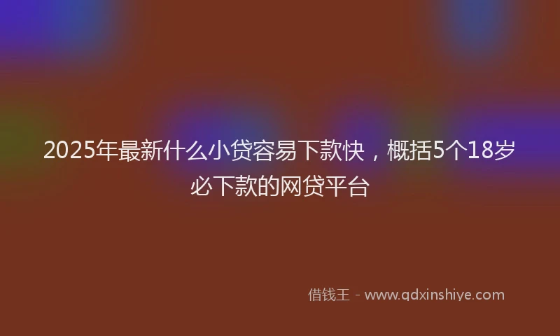 2025年最新什么小贷容易下款快，概括5个18岁必下款的网贷平台