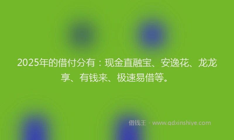 2025年的借付分有：现金直融宝、安逸花、龙龙享、有钱来、极速易借等。