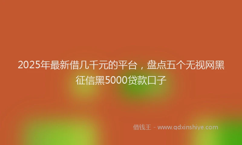 2025年最新借几千元的平台，盘点五个无视网黑征信黑5000贷款口子