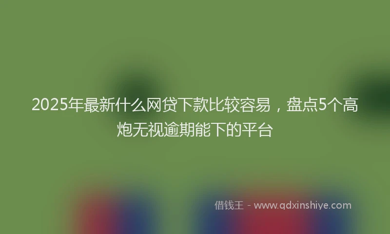 2025年最新什么网贷下款比较容易，盘点5个高炮无视逾期能下的平台