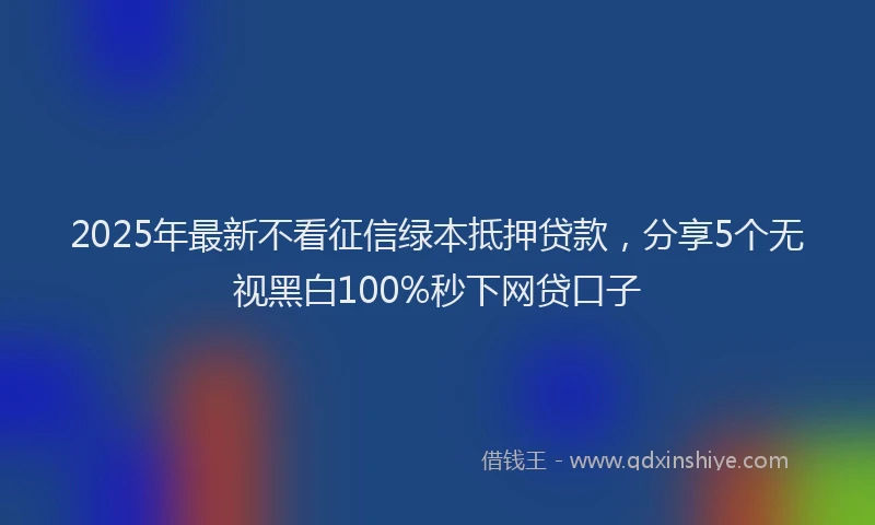 2025年最新不看征信绿本抵押贷款，分享5个无视黑白100%秒下网贷口子