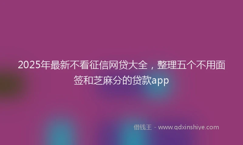 2025年最新不看征信网贷大全，整理五个不用面签和芝麻分的贷款app