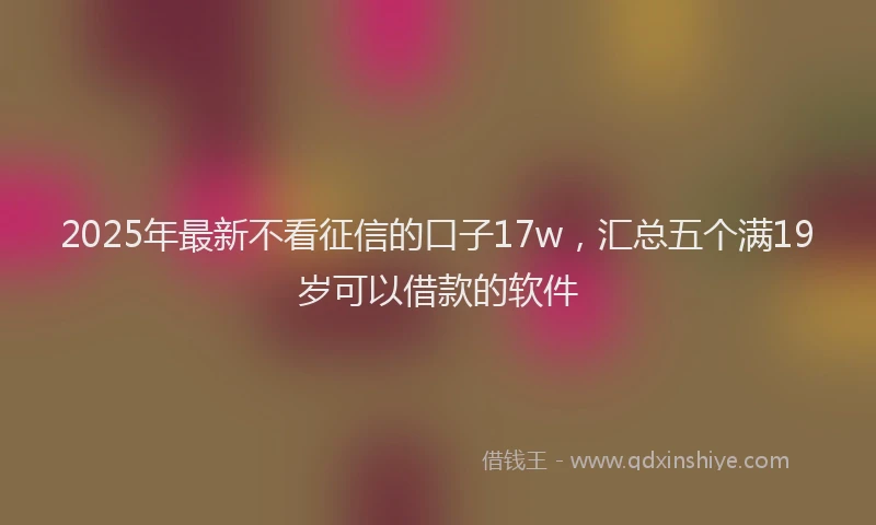 2025年最新不看征信的口子17w，汇总五个满19岁可以借款的软件