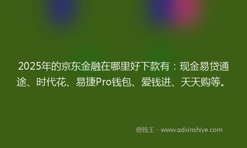 2025年的京东金融在哪里好下款有：现金易贷通途、时代花、易捷Pro钱包、爱钱进、天天购等。