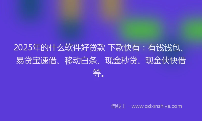 2025年的什么软件好贷款 下款快有：有钱钱包、易贷宝速借、移动白条、现金秒贷、现金侠快借等。