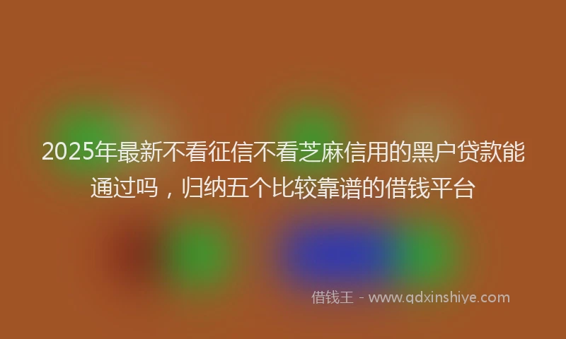2025年最新不看征信不看芝麻信用的黑户贷款能通过吗，归纳五个比较靠谱的借钱平台