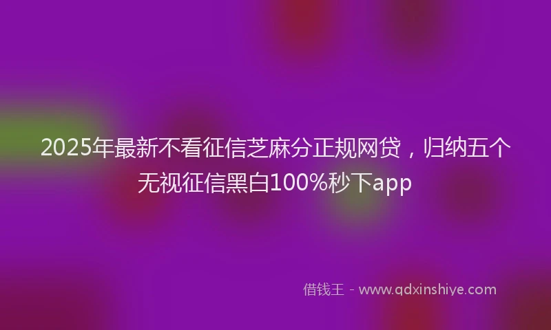 2025年最新不看征信芝麻分正规网贷，归纳五个无视征信黑白100%秒下app