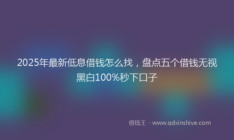 2025年最新低息借钱怎么找，盘点五个借钱无视黑白100%秒下口子