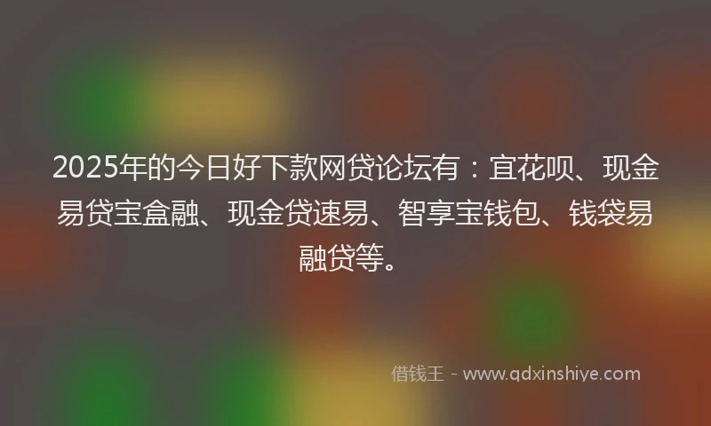 2025年的今日好下款网贷论坛有：宜花呗、现金易贷宝盒融、现金贷速易、智享宝钱包、钱袋易融贷等。
