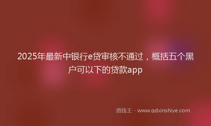 2025年最新中银行e贷审核不通过，概括五个黑户可以下的贷款app