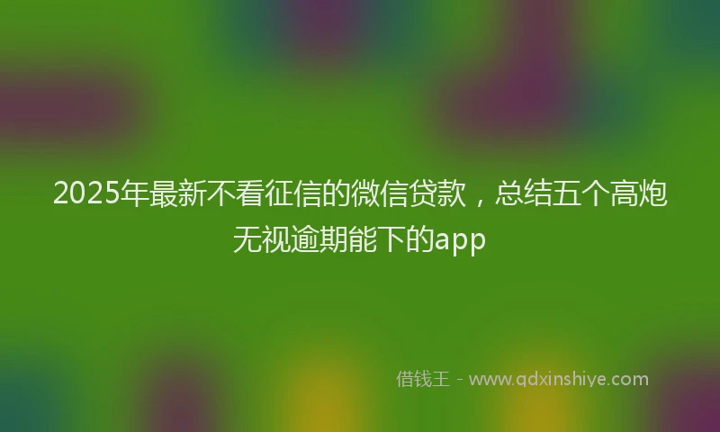 2025年最新不看征信的微信贷款，总结五个高炮无视逾期能下的app