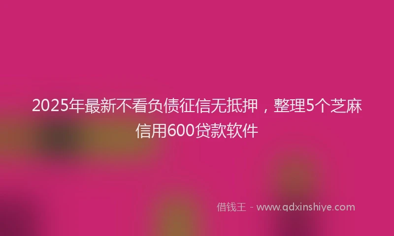 2025年最新不看负债征信无抵押，整理5个芝麻信用600贷款软件