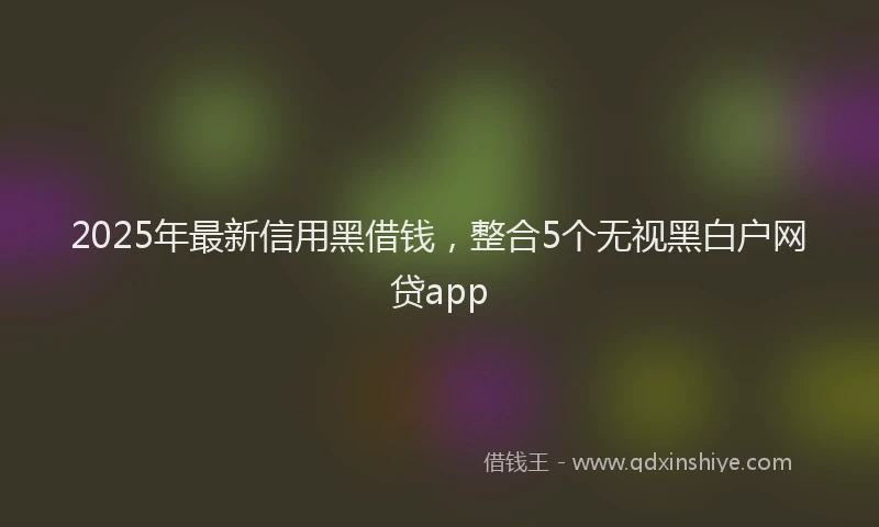 2025年最新信用黑借钱，整合5个无视黑白户网贷app