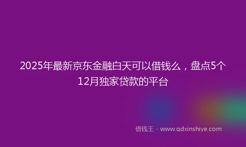 2025年最新京东金融白天可以借钱么，盘点5个12月独家贷款的平台