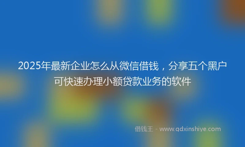 2025年最新企业怎么从微信借钱，分享五个黑户可快速办理小额贷款业务的软件