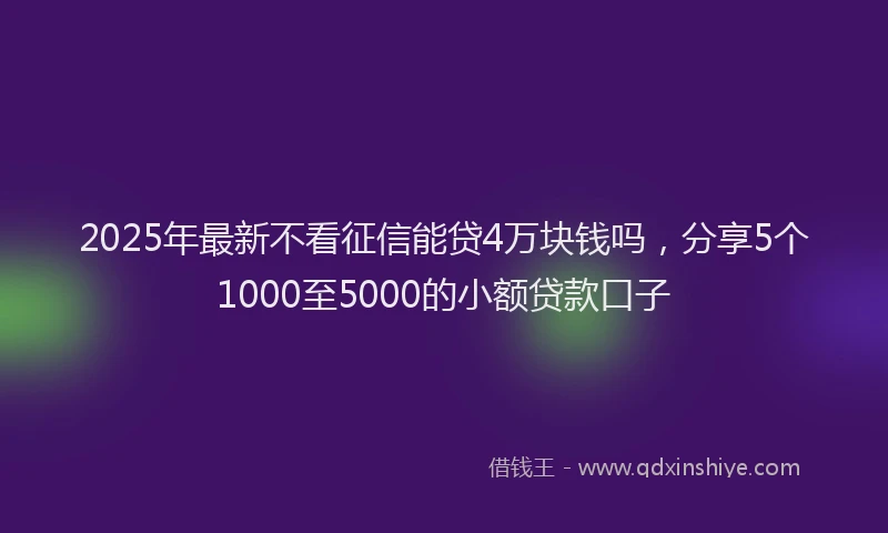 2025年最新不看征信能贷4万块钱吗，分享5个1000至5000的小额贷款口子
