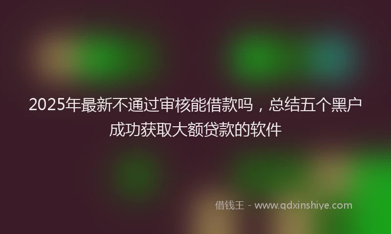 2025年最新不通过审核能借款吗，总结五个黑户成功获取大额贷款的软件