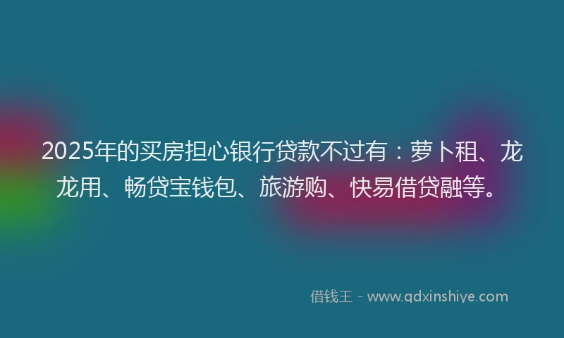 2025年的买房担心银行贷款不过有：萝卜租、龙龙用、畅贷宝钱包、旅游购、快易借贷融等。