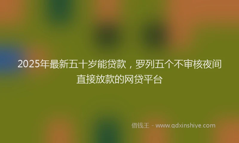 2025年最新五十岁能贷款，罗列五个不审核夜间直接放款的网贷平台