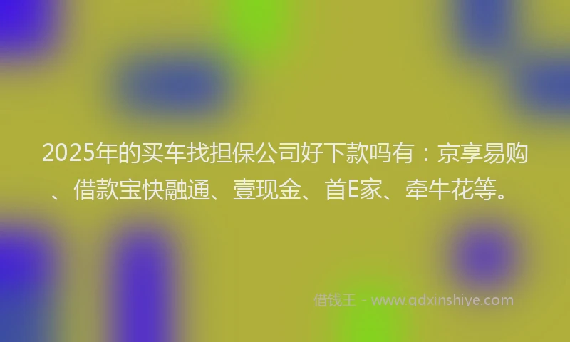 2025年的买车找担保公司好下款吗有：京享易购、借款宝快融通、壹现金、首E家、牵牛花等。