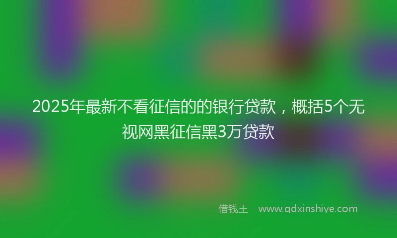 2025年最新不看征信的的银行贷款，概括5个无视网黑征信黑3万贷款