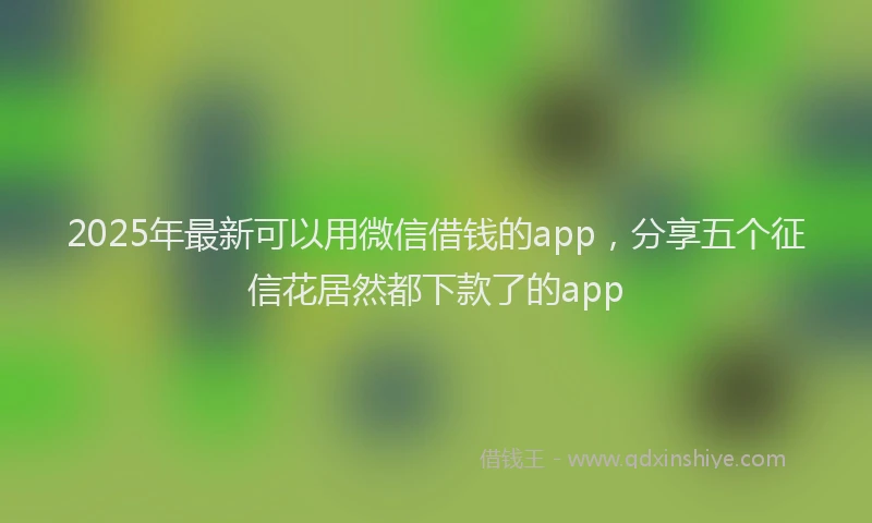 2025年最新可以用微信借钱的app，分享五个征信花居然都下款了的app