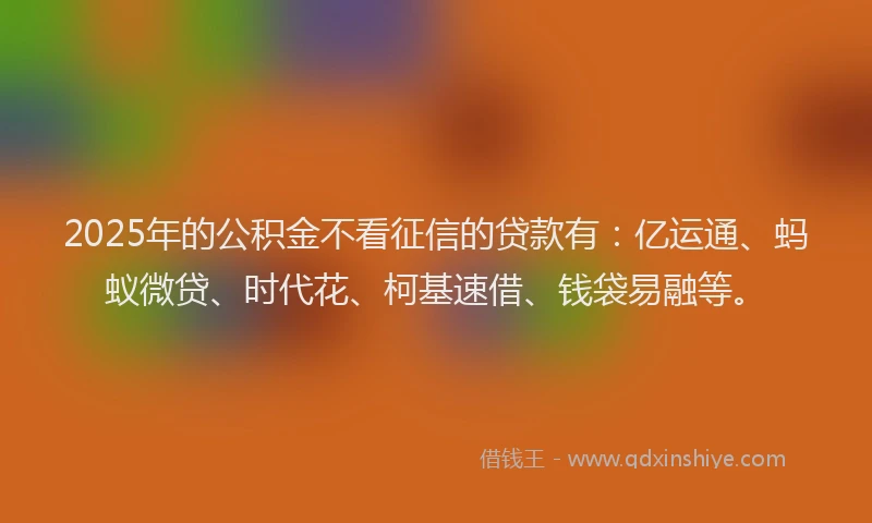 2025年的公积金不看征信的贷款有：亿运通、蚂蚁微贷、时代花、柯基速借、钱袋易融等。