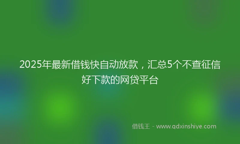 2025年最新借钱快自动放款，汇总5个不查征信好下款的网贷平台
