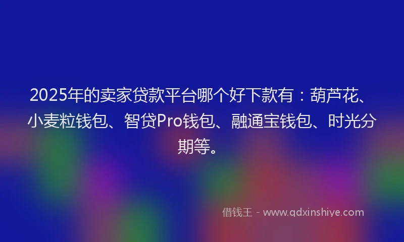 2025年的卖家贷款平台哪个好下款有：葫芦花、小麦粒钱包、智贷Pro钱包、融通宝钱包、时光分期等。