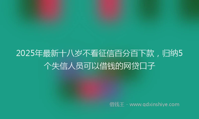 2025年最新十八岁不看征信百分百下款，归纳5个失信人员可以借钱的网贷口子