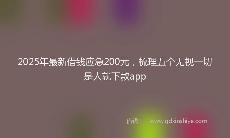 2025年最新借钱应急200元，梳理五个无视一切是人就下款app