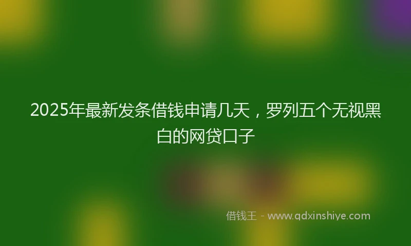 2025年最新发条借钱申请几天，罗列五个无视黑白的网贷口子