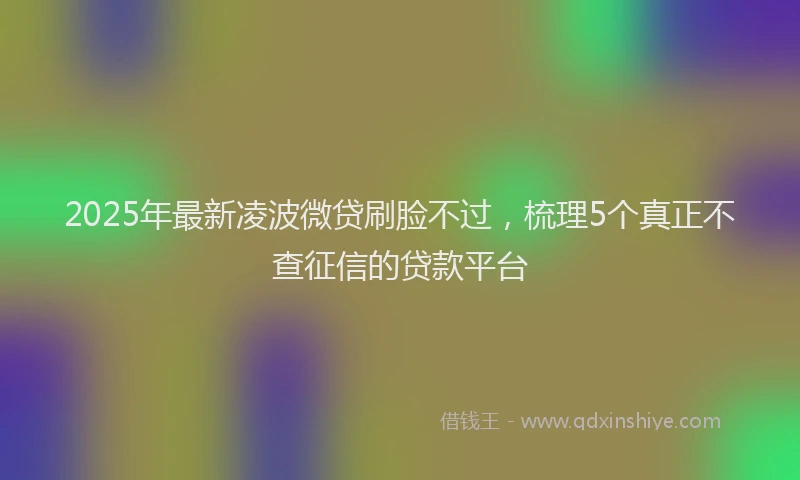 2025年最新凌波微贷刷脸不过，梳理5个真正不查征信的贷款平台