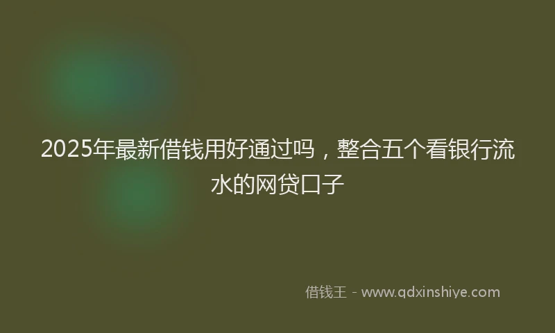 2025年最新借钱用好通过吗，整合五个看银行流水的网贷口子