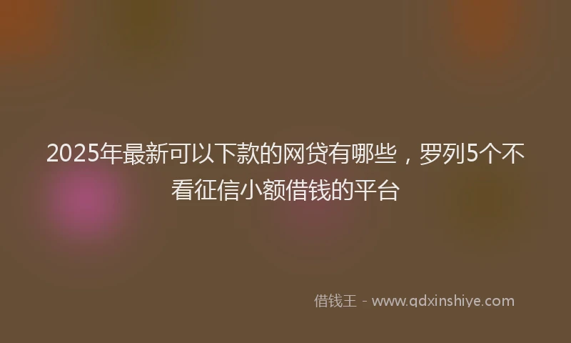 2025年最新可以下款的网贷有哪些，罗列5个不看征信小额借钱的平台