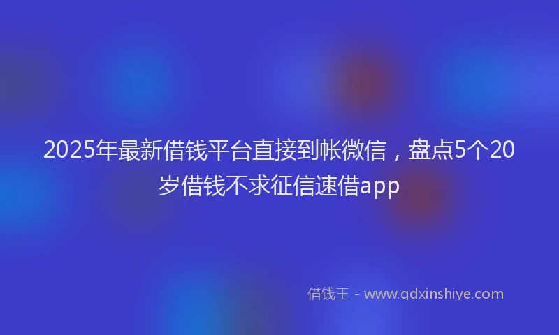 2025年最新借钱平台直接到帐微信，盘点5个20岁借钱不求征信速借app